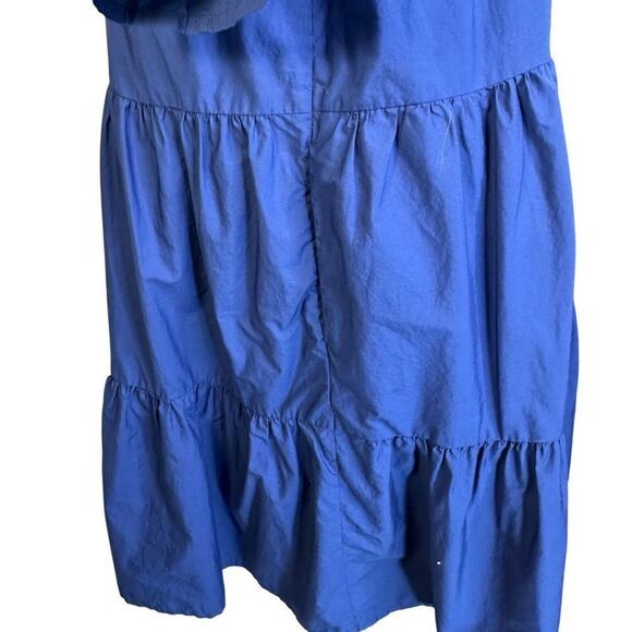 Merlette Estelle Blue High Neck Tiered Shift Dress| Size S - Picture 5 of 9